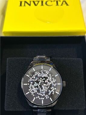 Invicta Black Crystal Pavé Angel Bracelet Watch